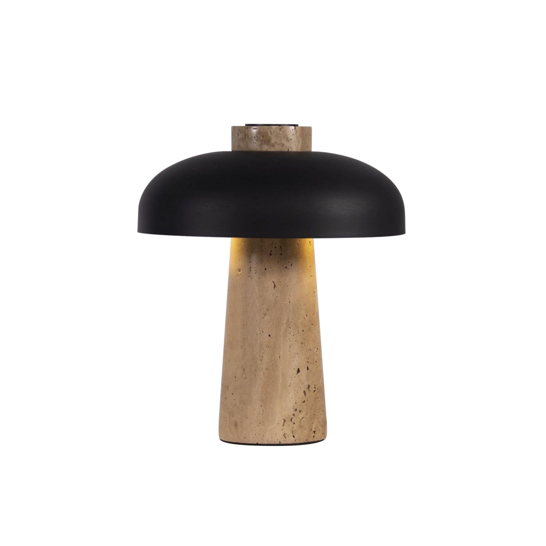 Seveno Mushroom Form Travertine Table Lamp-Neutral Decor