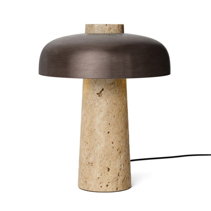 Seveno Mushroom Form Travertine Table Lamp-Neutral Decor