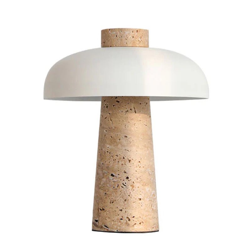 Seveno Mushroom Form Travertine Table Lamp-Neutral Decor