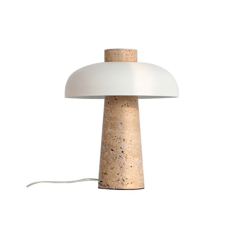 Seveno Mushroom Form Travertine Table Lamp-Neutral Decor