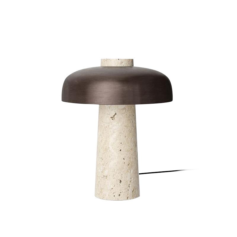 Seveno Mushroom Form Travertine Table Lamp-Neutral Decor