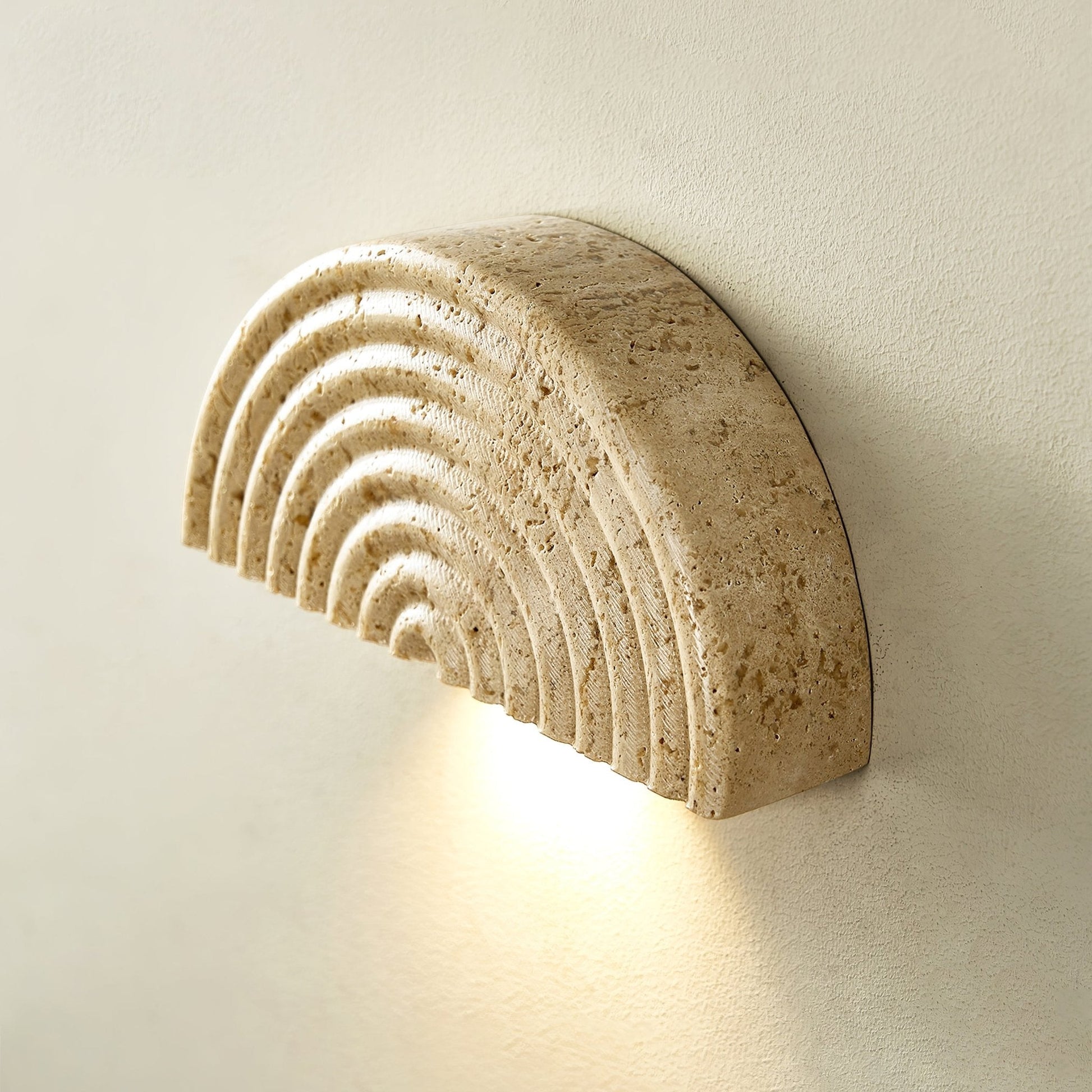 Faro Travertine Half-Moon Wall Lamp-Neutral Decor