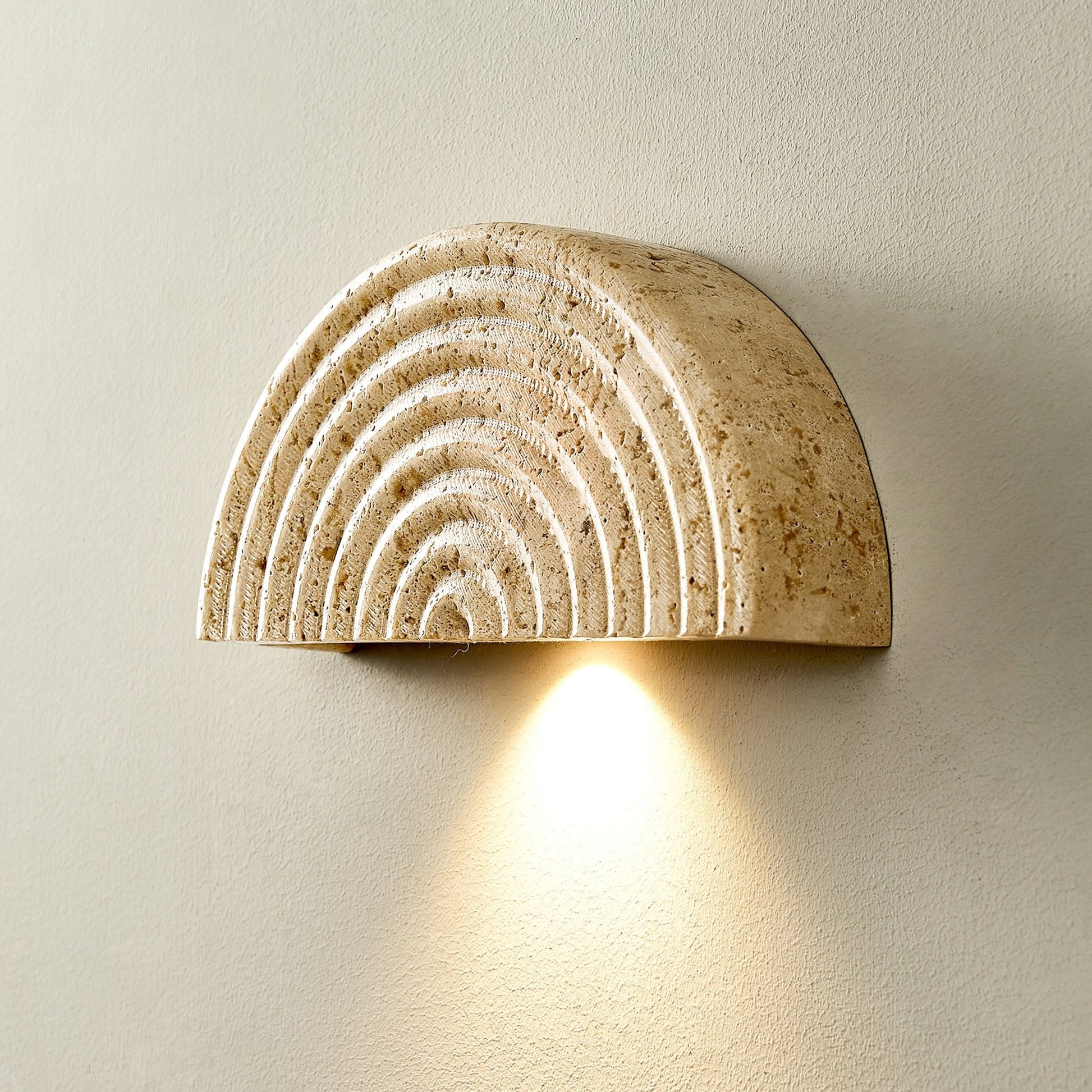 Faro Travertine Half-Moon Wall Lamp-Neutral Decor