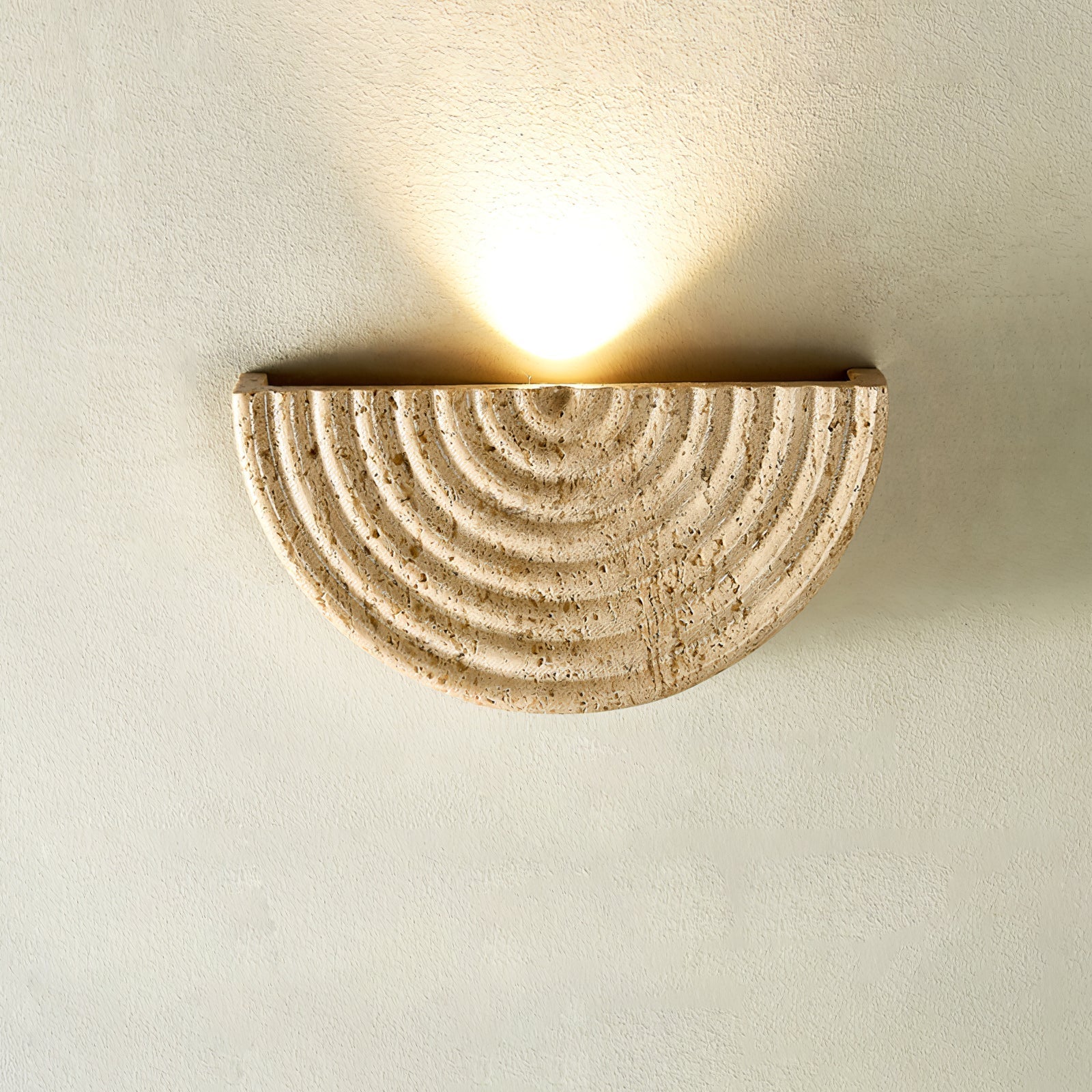 Faro Travertine Half-Moon Wall Lamp-Neutral Decor