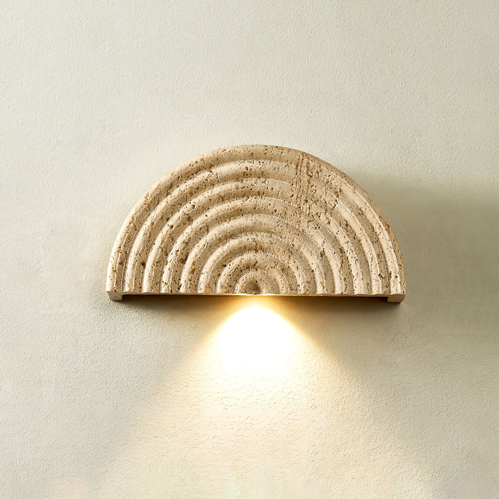 Faro Travertine Half-Moon Wall Lamp-Neutral Decor