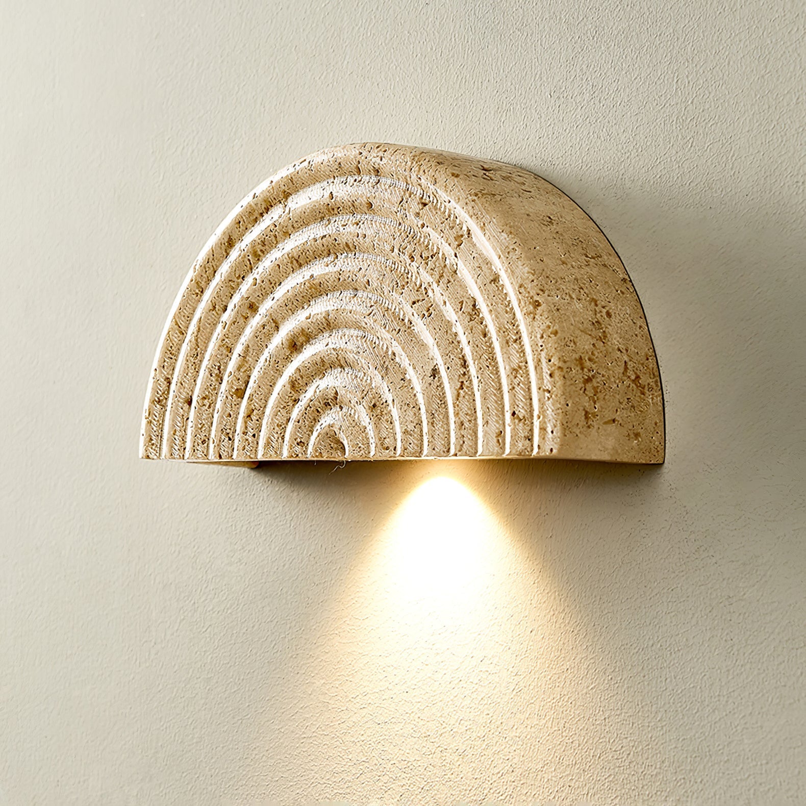 Faro Travertine Half-Moon Wall Lamp-Neutral Decor
