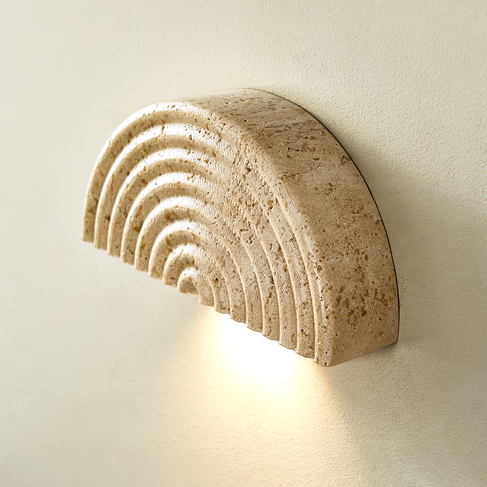 Faro Travertine Half-Moon Wall Lamp-Neutral Decor
