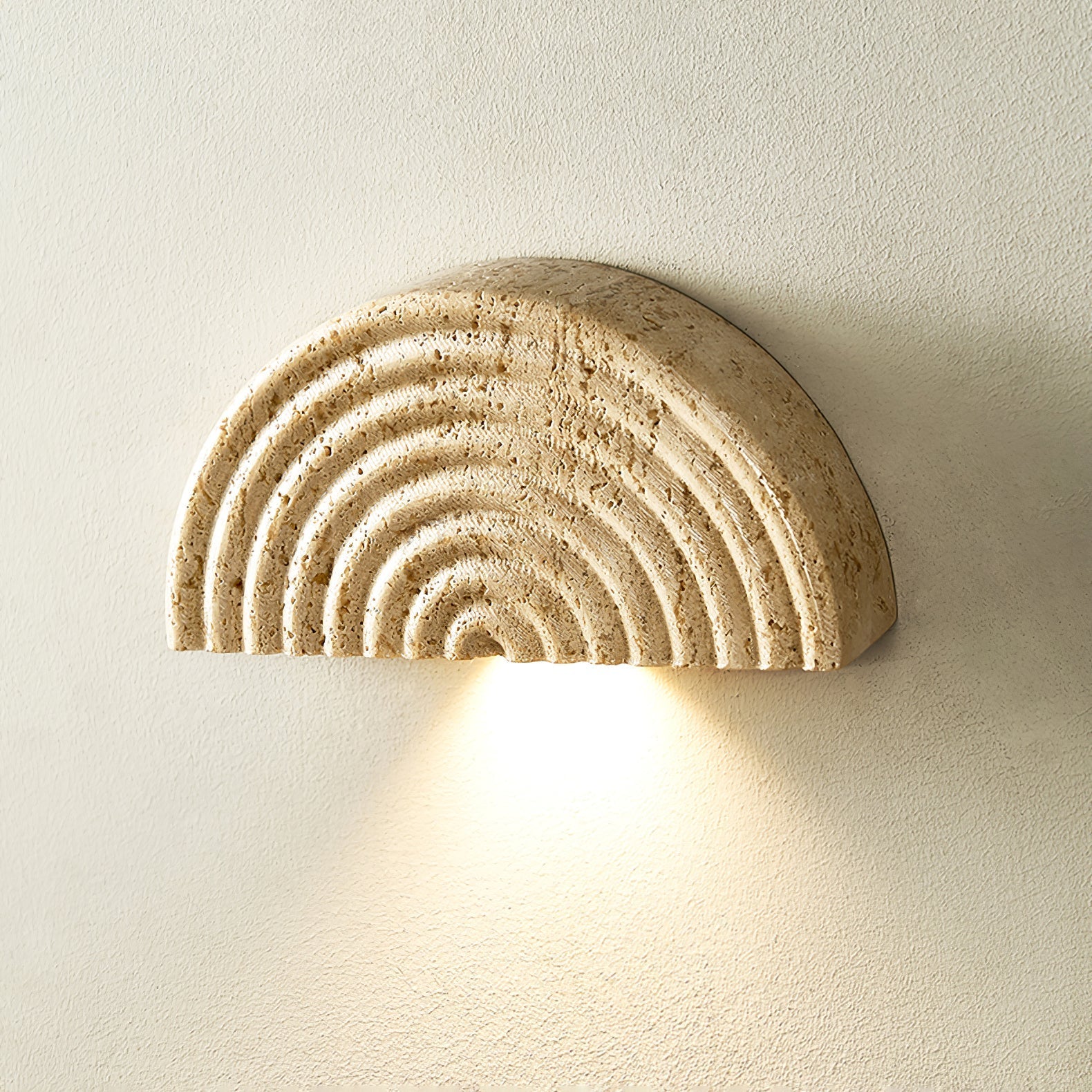 Faro Travertine Half-Moon Wall Lamp-Neutral Decor