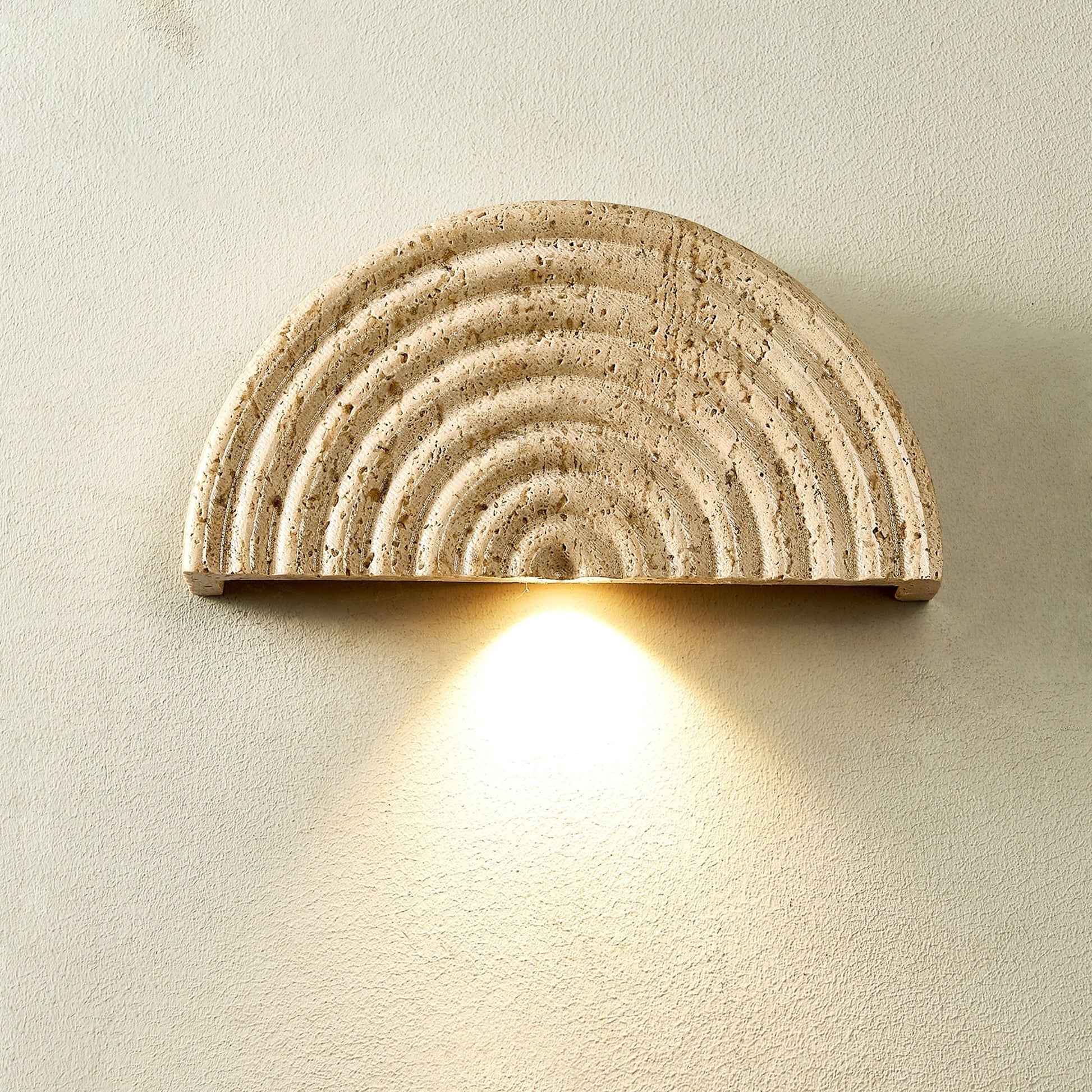 Faro Travertine Half-Moon Wall Lamp-Neutral Decor
