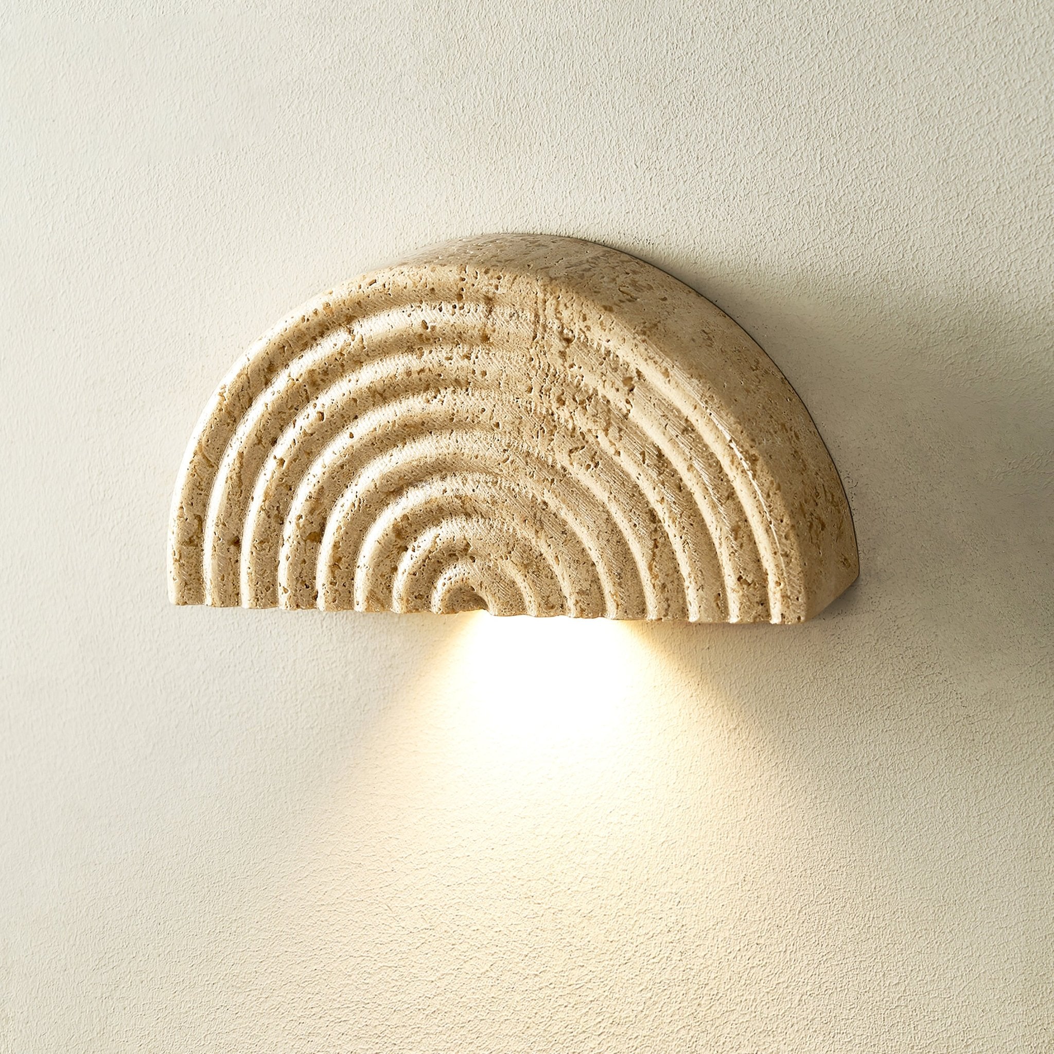 Faro Travertine Half-Moon Wall Lamp-Neutral Decor