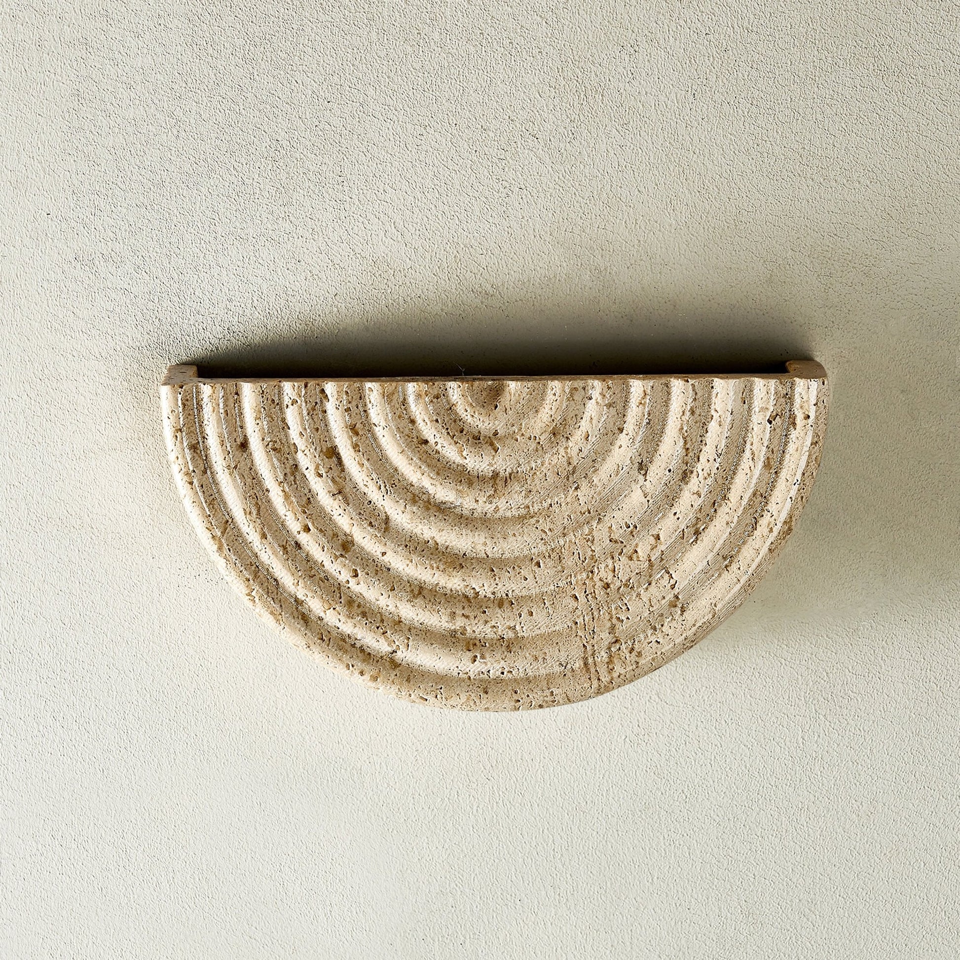 Faro Travertine Half-Moon Wall Lamp-Neutral Decor