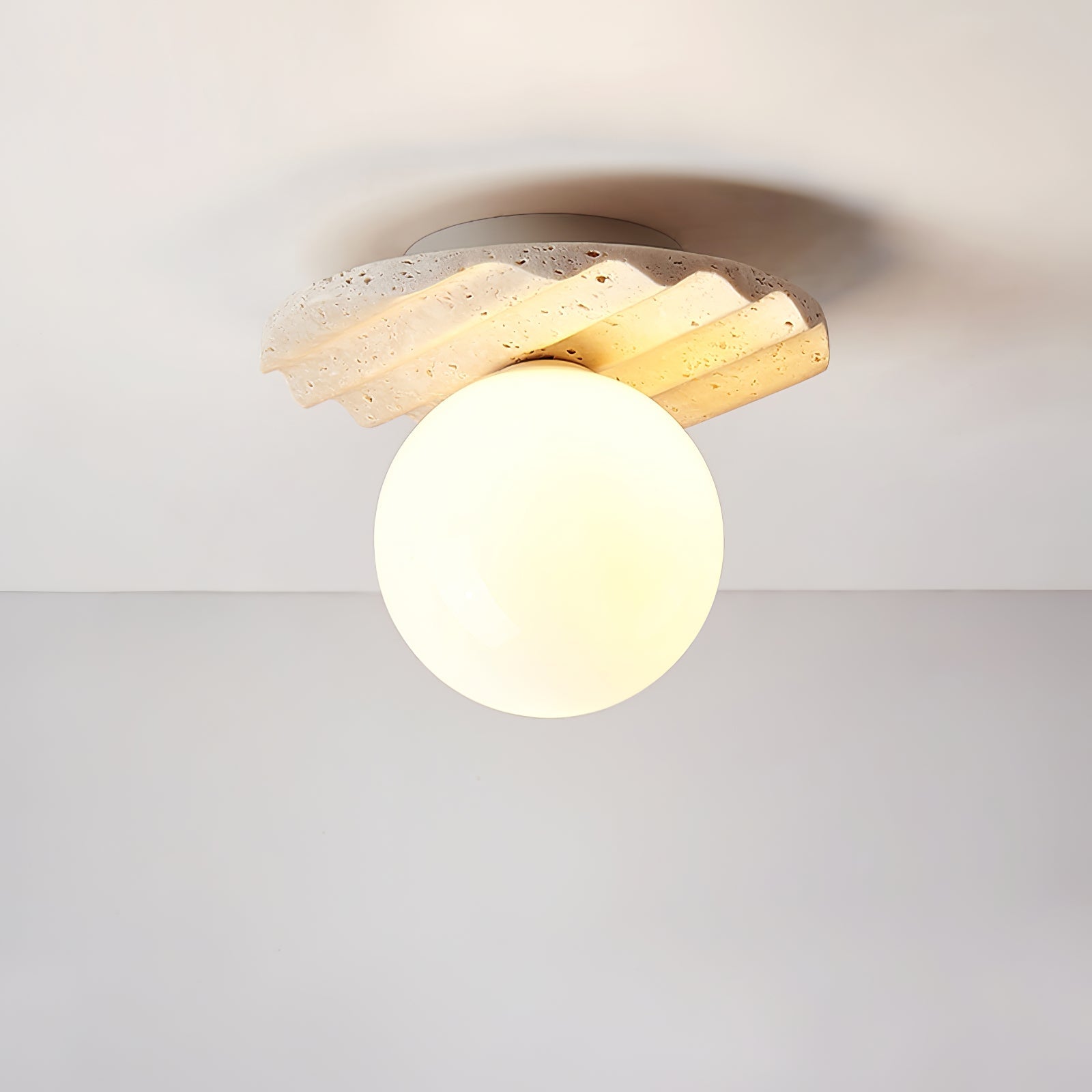Travertine Wave Ceiling Light-Neutral Decor