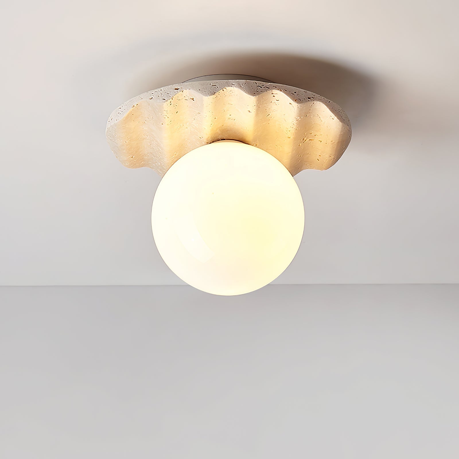 Travertine Wave Ceiling Light-Neutral Decor