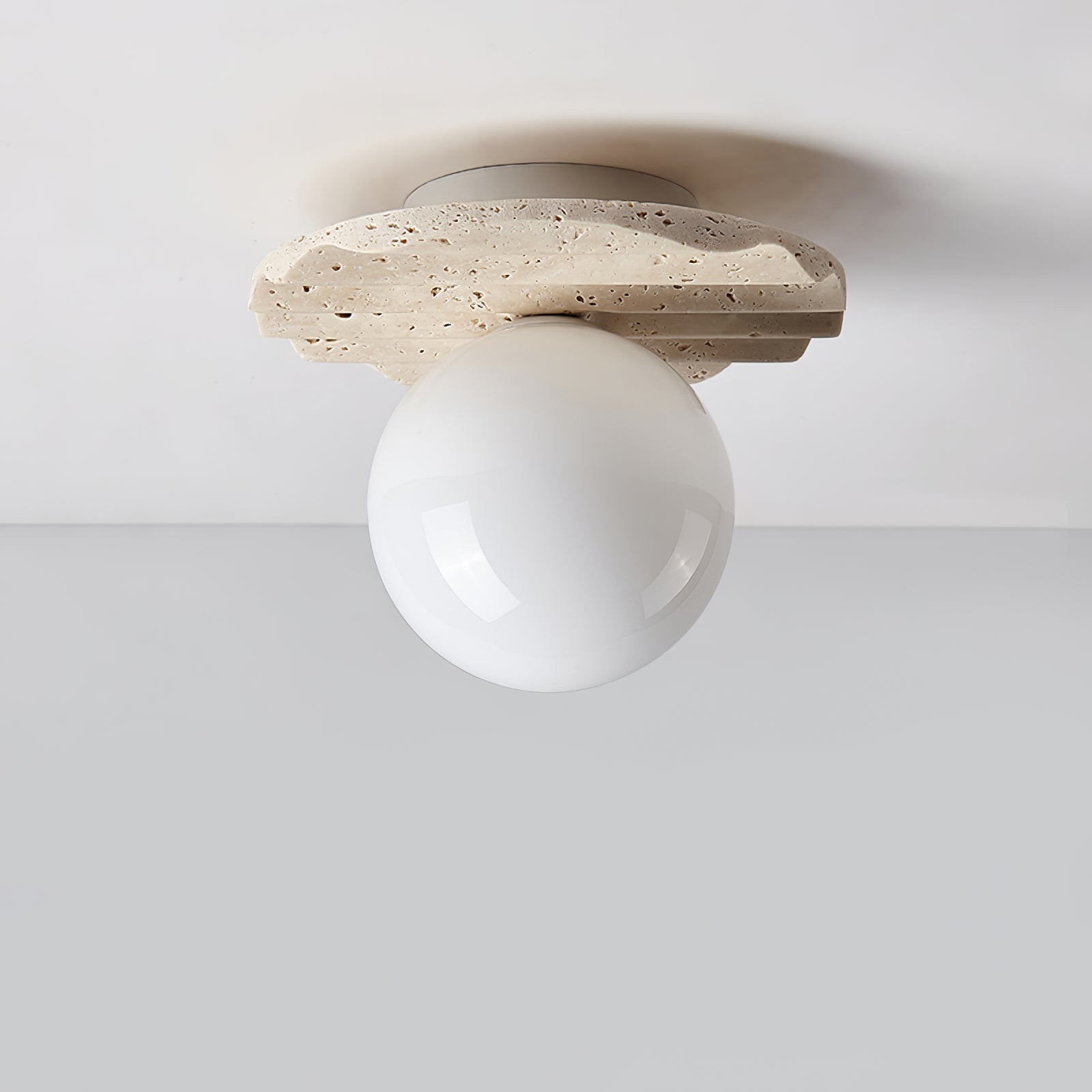 Travertine Wave Ceiling Light-Neutral Decor