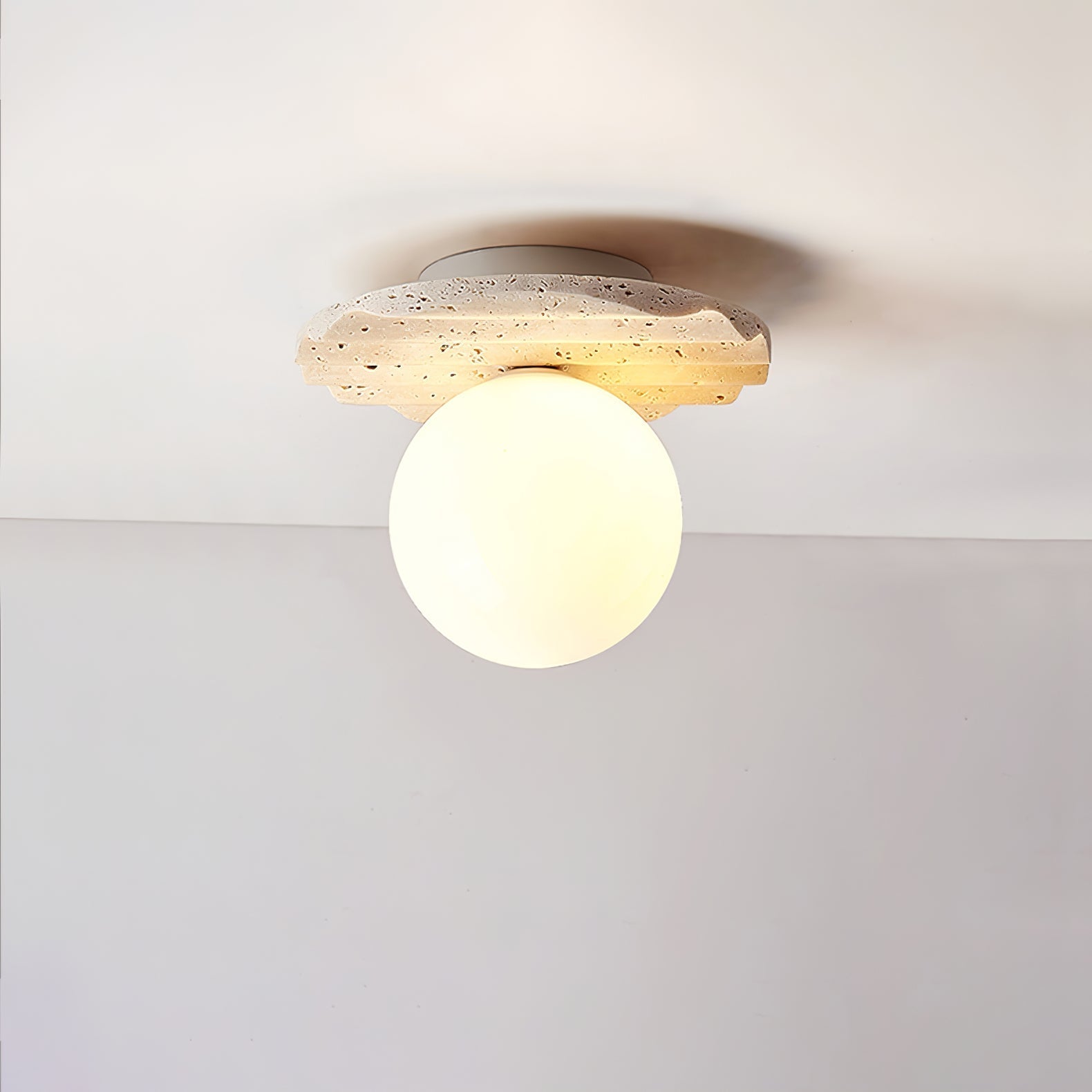 Travertine Wave Ceiling Light-Neutral Decor
