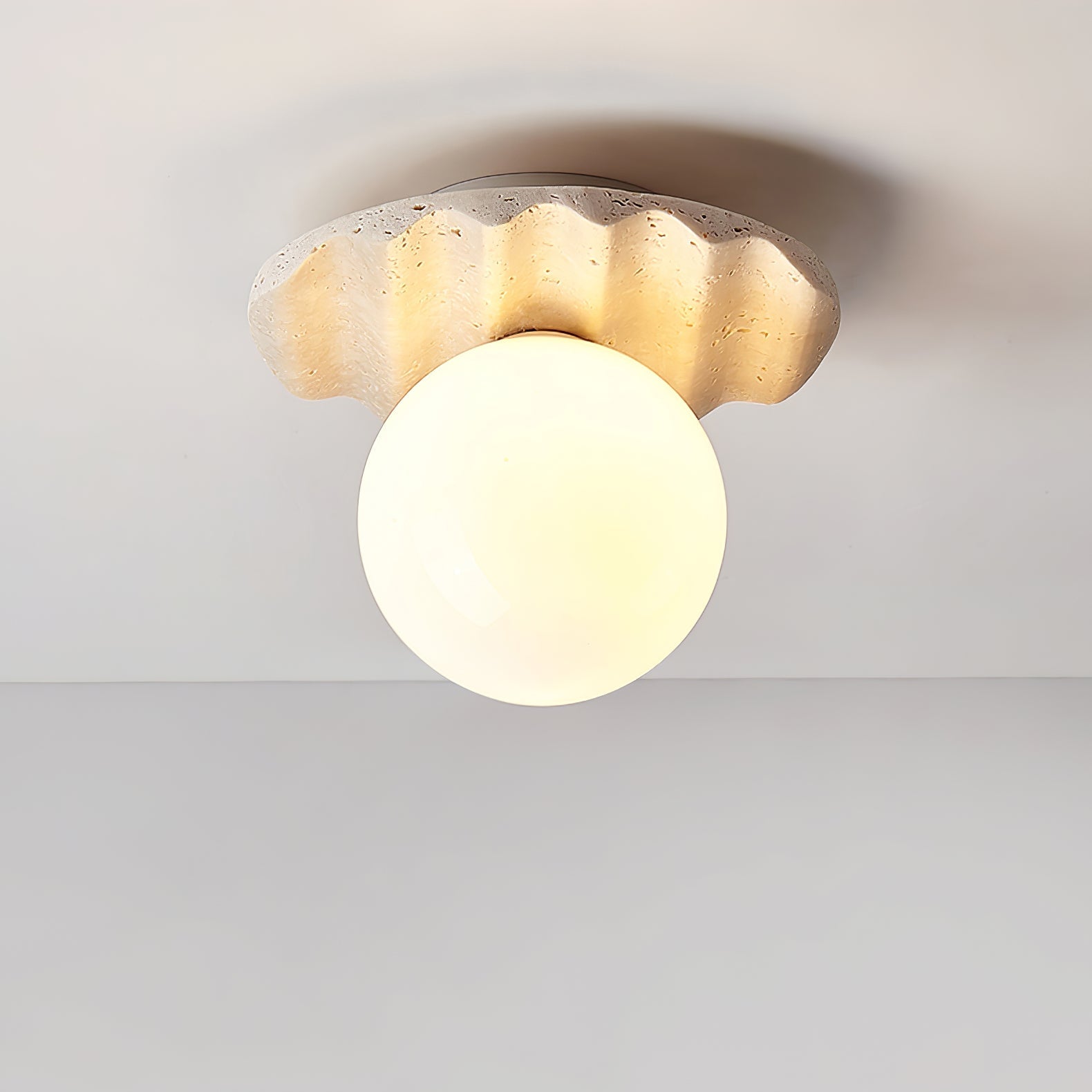 Travertine Wave Ceiling Light-Neutral Decor