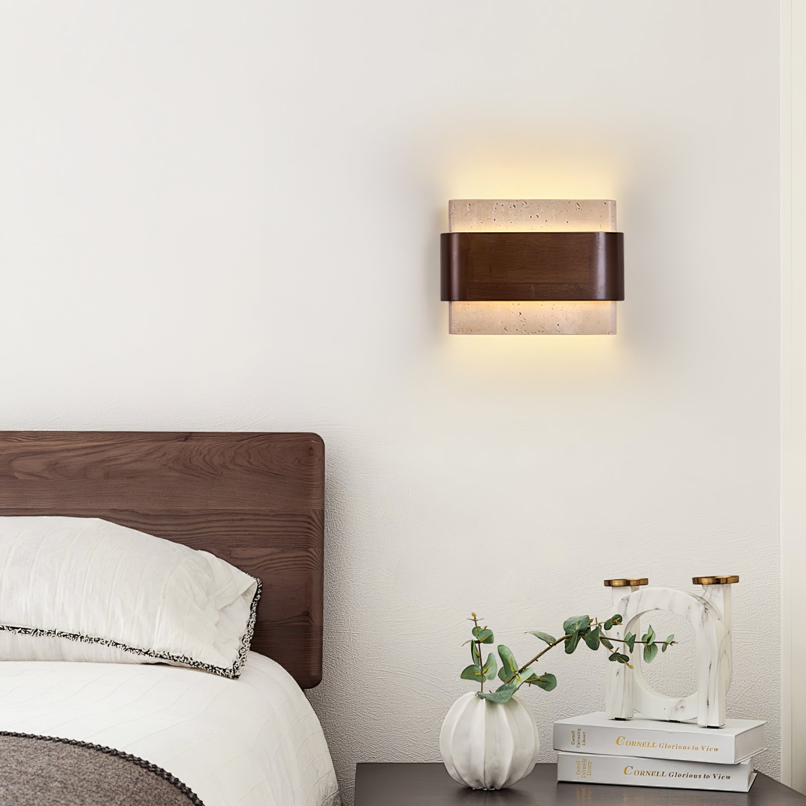 Ulnoros Paneled Travertine Wall Light-Neutral Decor