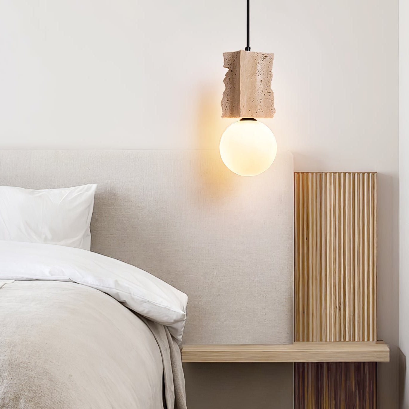 Travertine Raw Edge Pendant Light-Neutral Decor