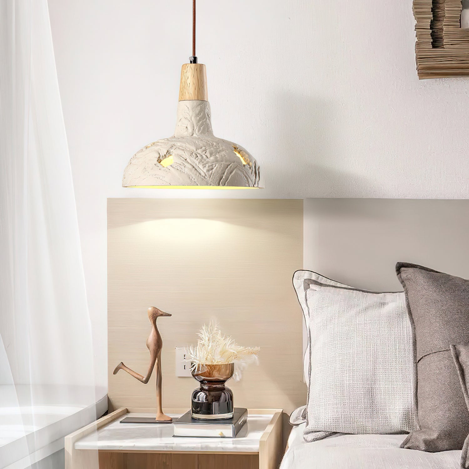 Ormarion Nordic Art Carve Cement Pendant Lamp-Neutral Decor
