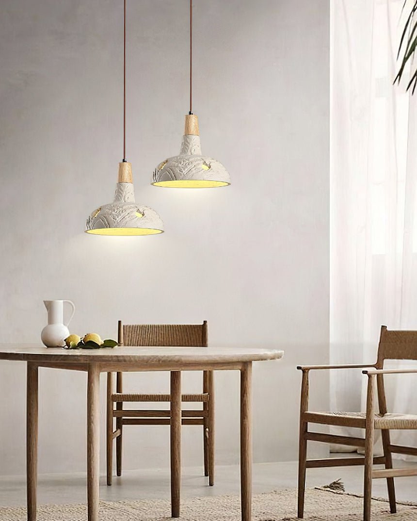 Ormarion Nordic Art Carve Cement Pendant Lamp-Neutral Decor