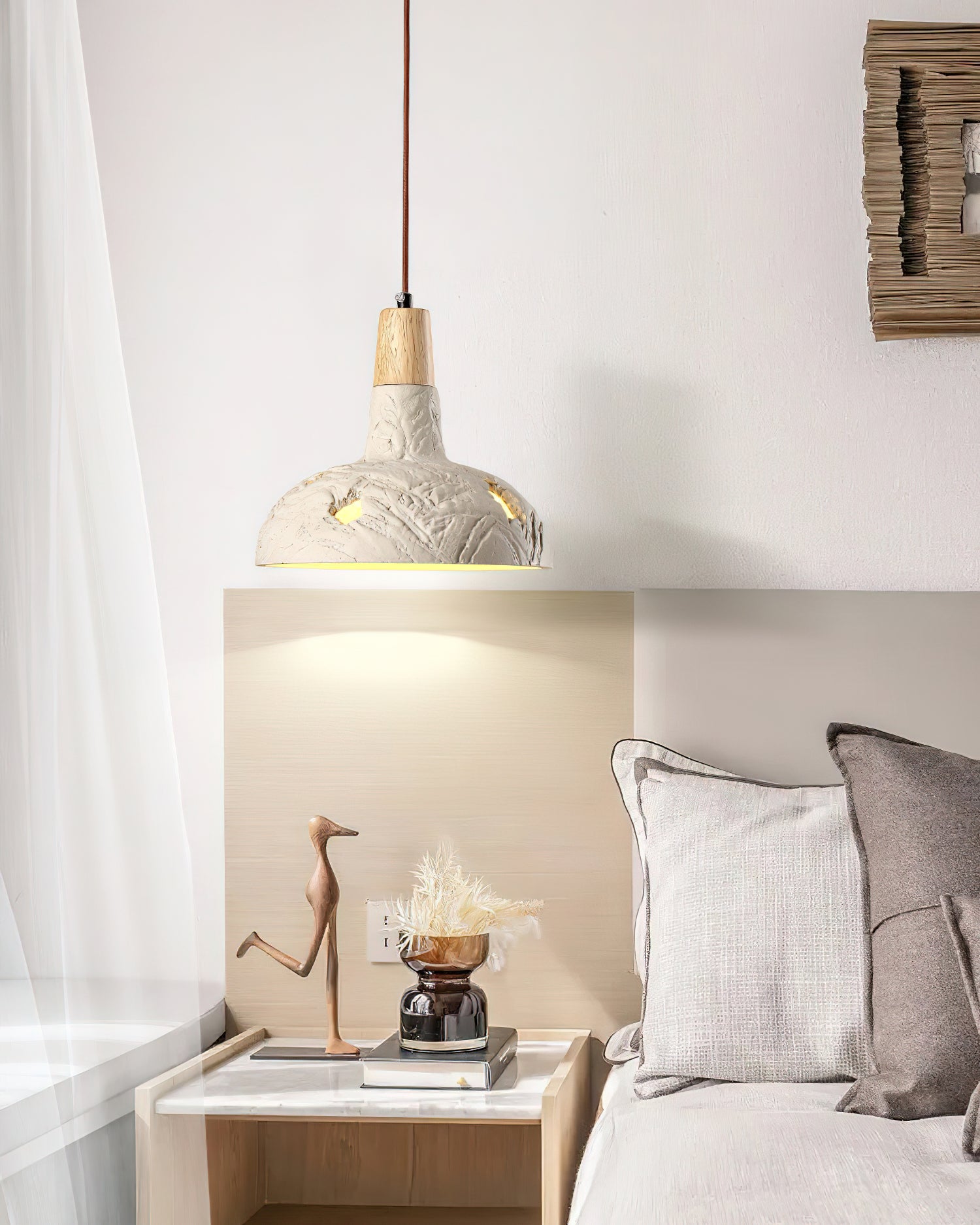 Ormarion Nordic Art Carve Cement Pendant Lamp-Neutral Decor