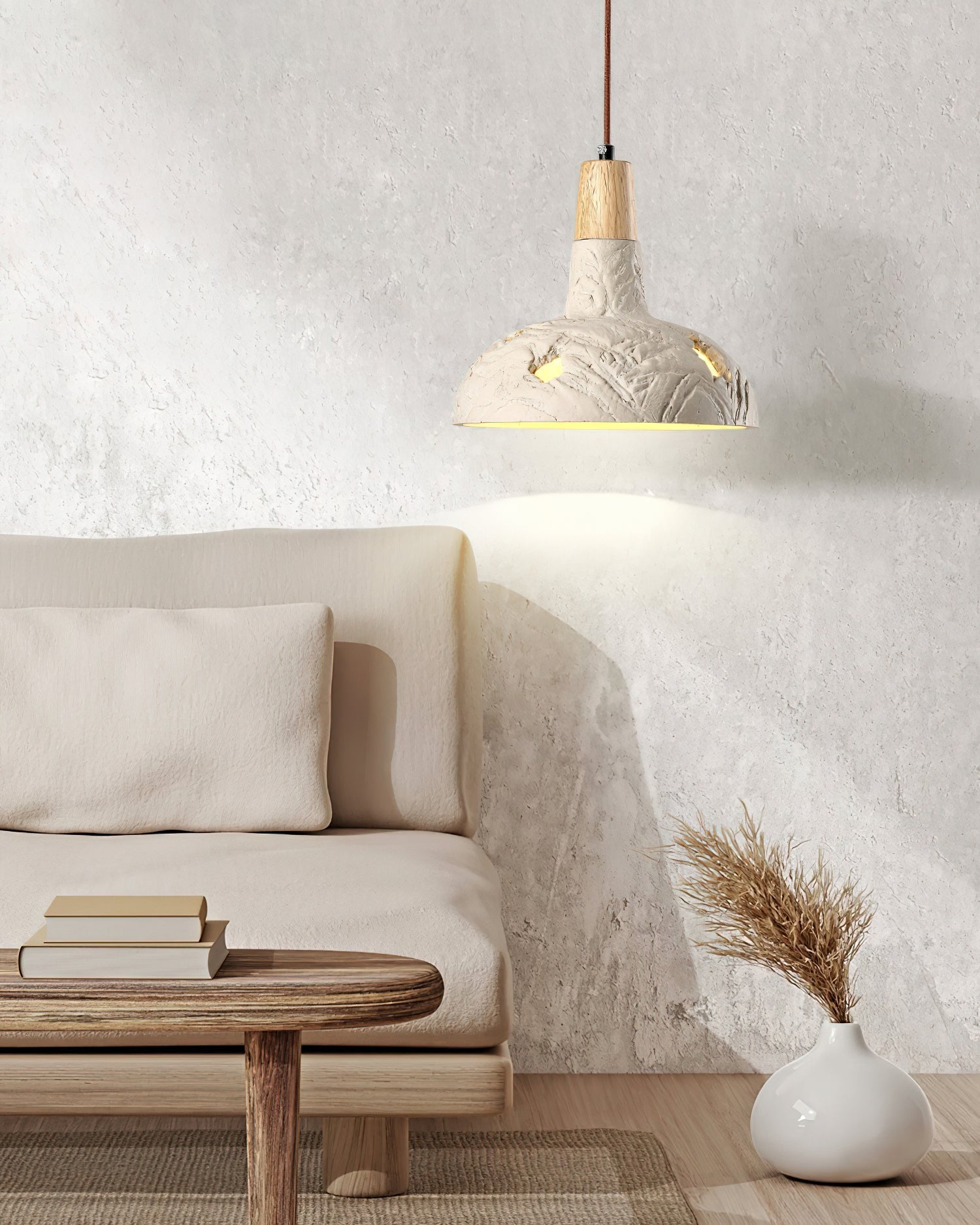 Ormarion Nordic Art Carve Cement Pendant Lamp-Neutral Decor