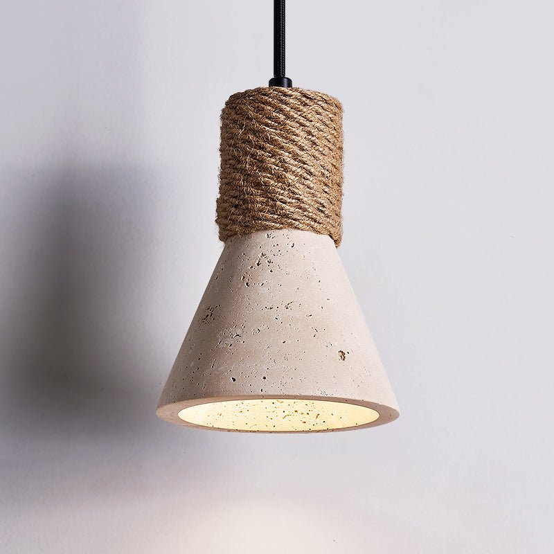 Litz Vintage Yellow Travertine Rope Pendant Light-Neutral Decor