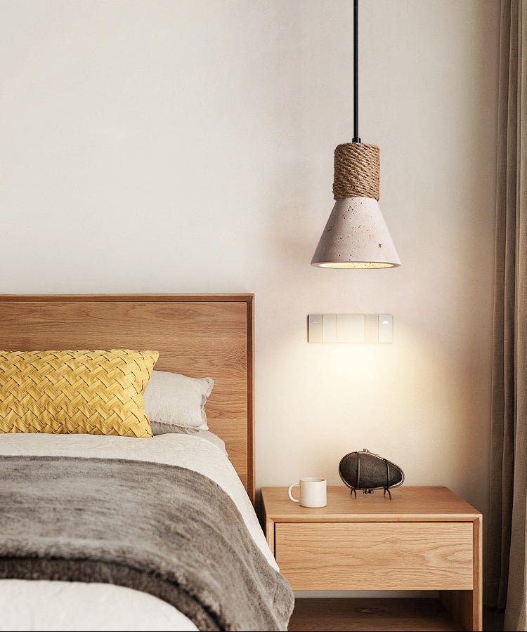 Litz Vintage Yellow Travertine Rope Pendant Light-Neutral Decor