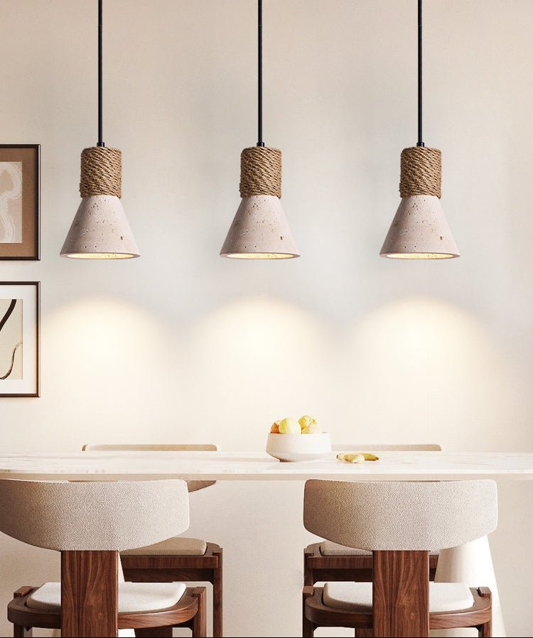 Litz Vintage Yellow Travertine Rope Pendant Light-Neutral Decor