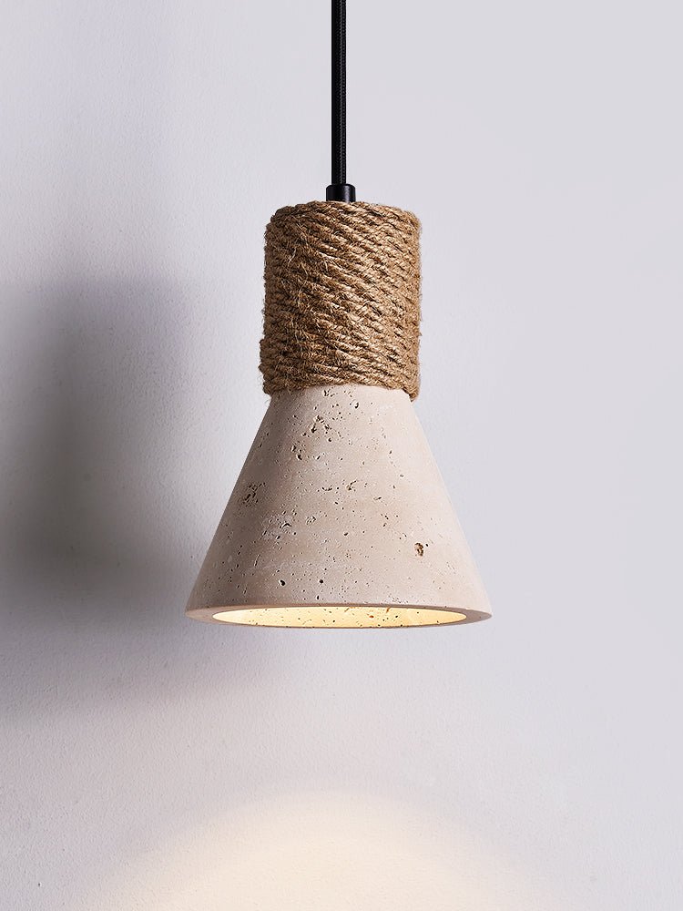 Litz Vintage Yellow Travertine Rope Pendant Light-Neutral Decor