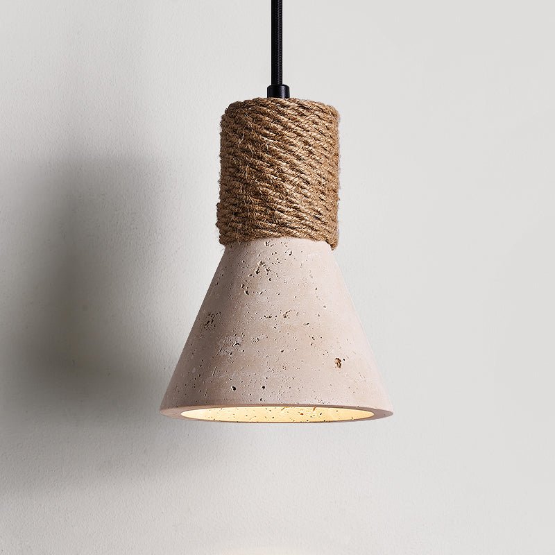 Litz Vintage Yellow Travertine Rope Pendant Light-Neutral Decor