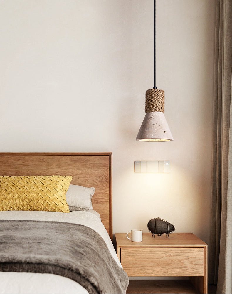 Litz Vintage Yellow Travertine Rope Pendant Light-Neutral Decor