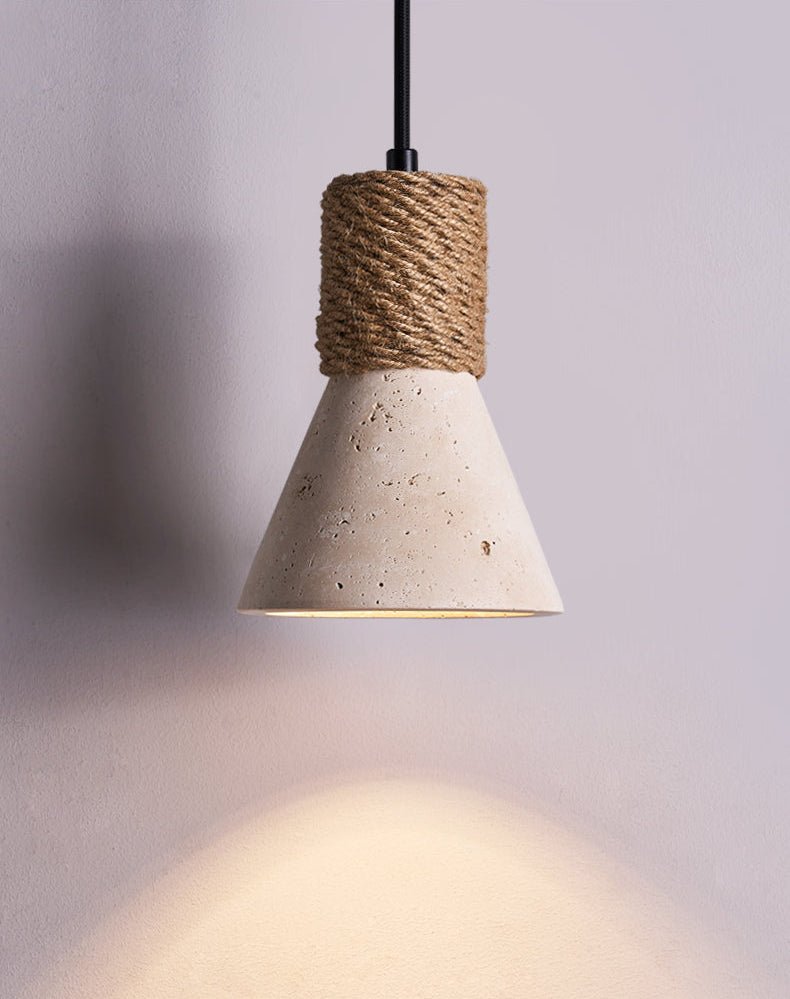 Litz Vintage Yellow Travertine Rope Pendant Light-Neutral Decor