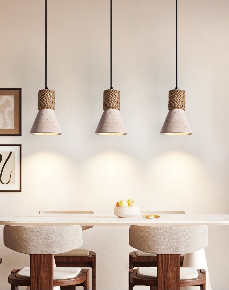 Litz Vintage Yellow Travertine Rope Pendant Light-Neutral Decor