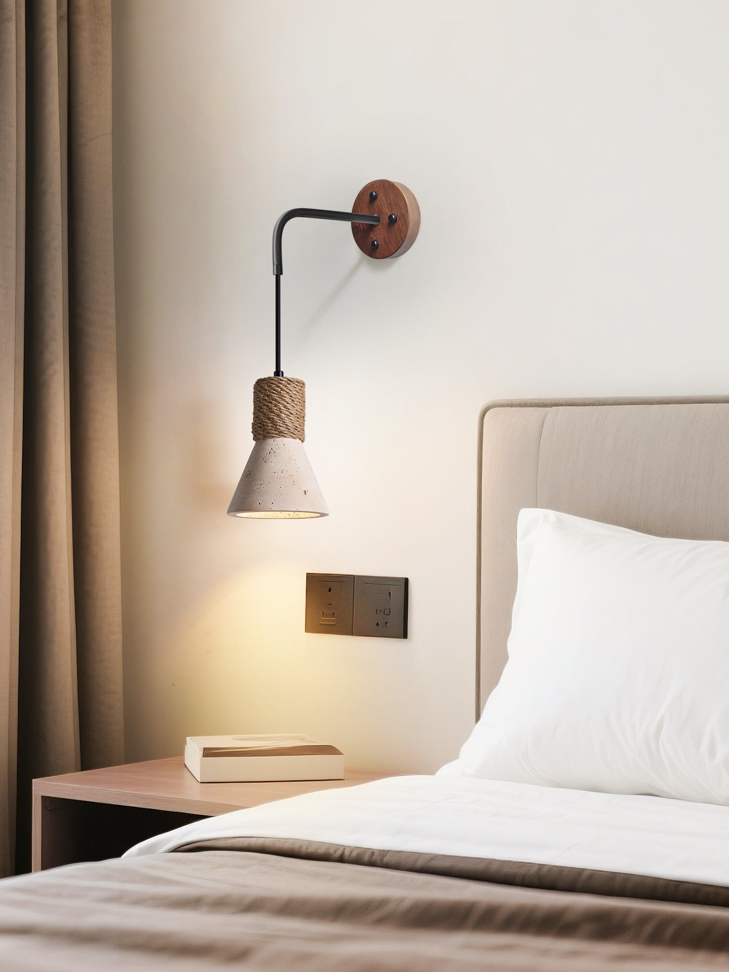 Jorv Vintage Yellow Travertine Rope Wall Lamp-Neutral Decor
