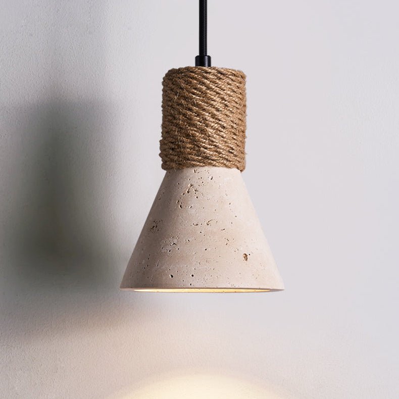 Jorv Vintage Yellow Travertine Rope Wall Lamp-Neutral Decor