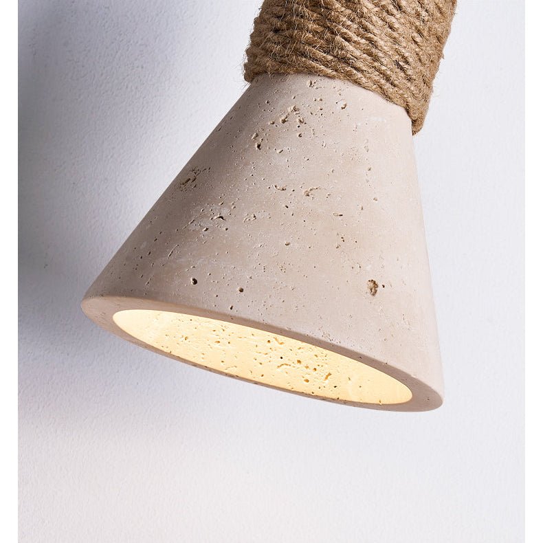 Jorv Vintage Yellow Travertine Rope Wall Lamp-Neutral Decor