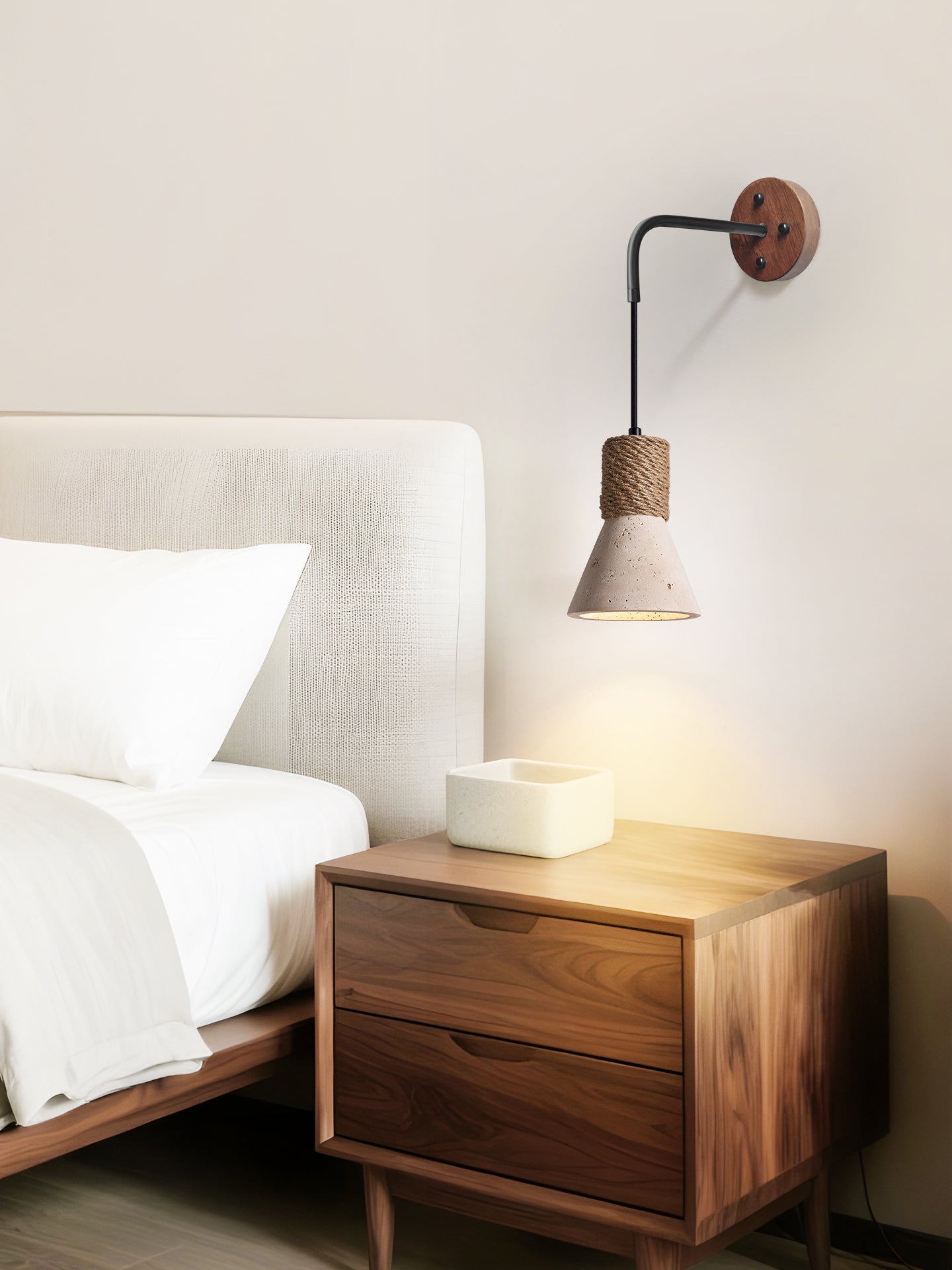 Jorv Vintage Yellow Travertine Rope Wall Lamp-Neutral Decor
