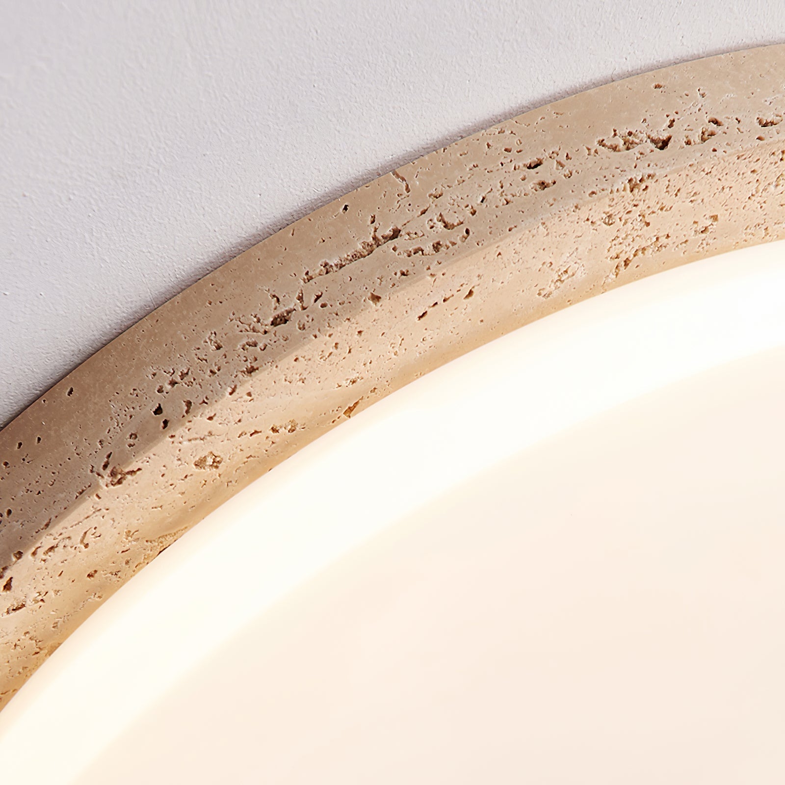 Dalvor Smooth-Rim Travertine Ceiling Light-Neutral Decor
