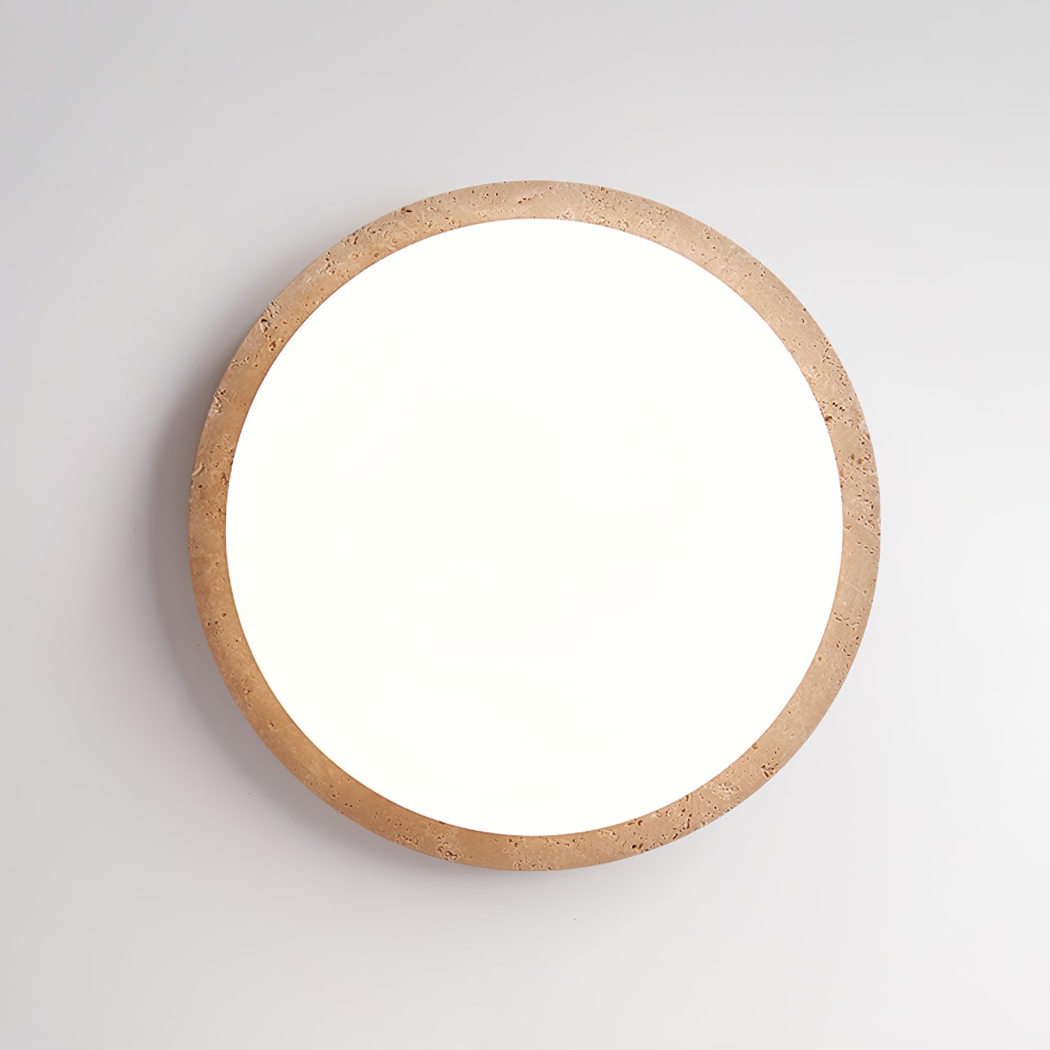 Dalvor Smooth-Rim Travertine Ceiling Light-Neutral Decor