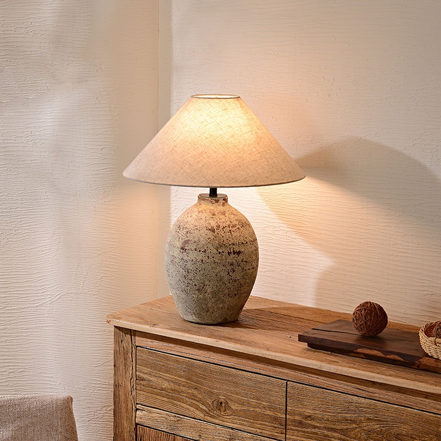 Terravina Textured Ceramic Table Lamp-Neutral Decor