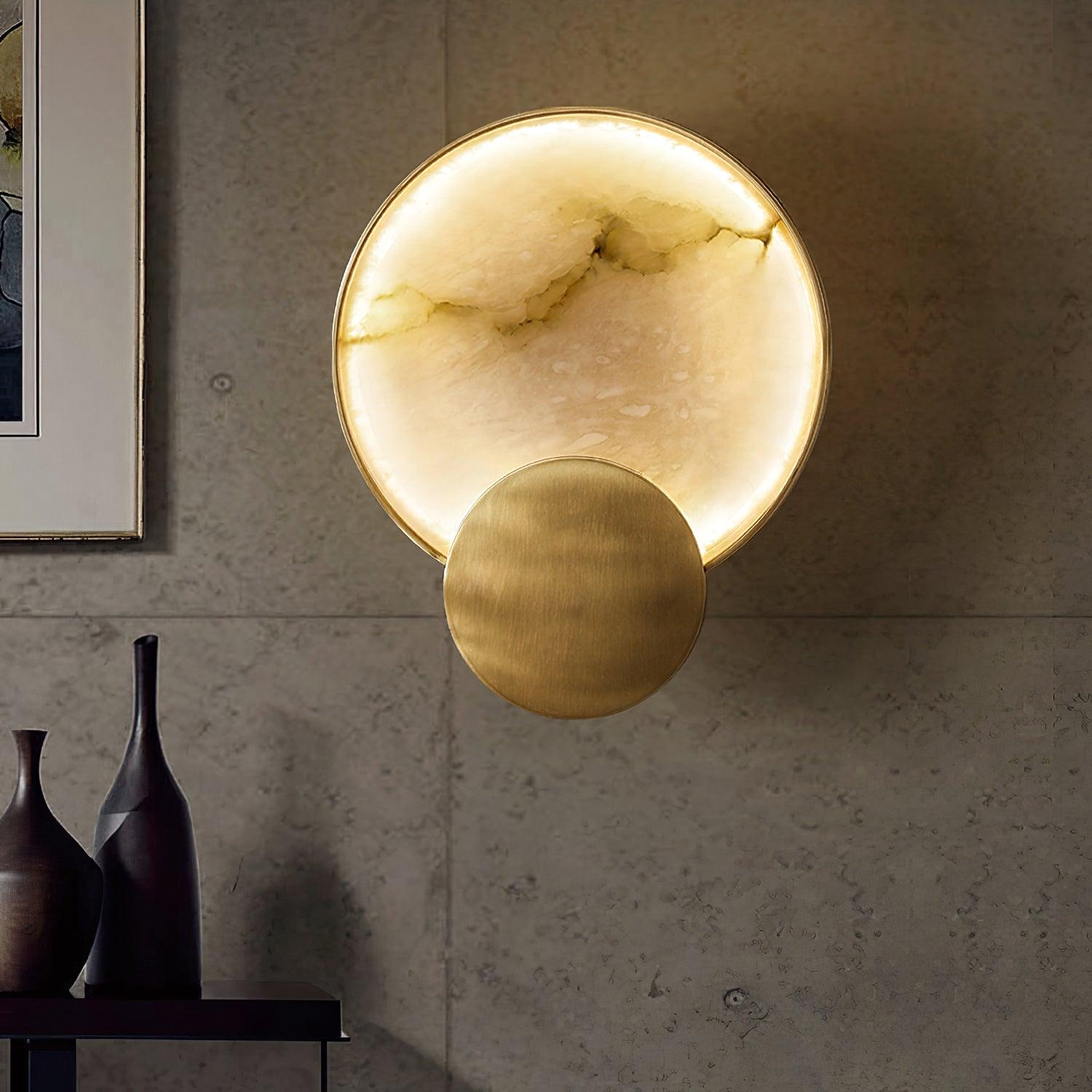 Myvelarae Circular Alabaster Wall Light-Neutral Decor