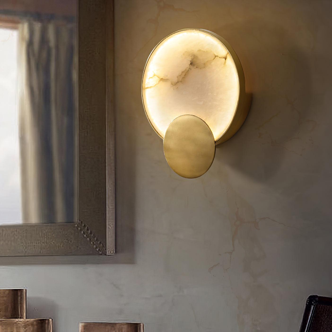 Myvelarae Circular Alabaster Wall Light-Neutral Decor