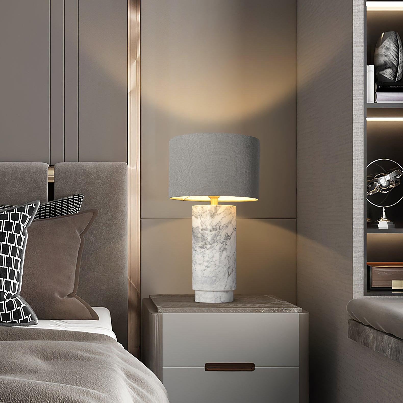 Xavi Marble Fabric Table Lamp-Neutral Decor