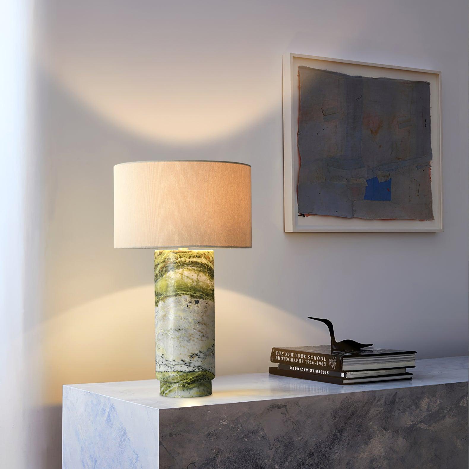 Xavi Marble Fabric Table Lamp-Neutral Decor