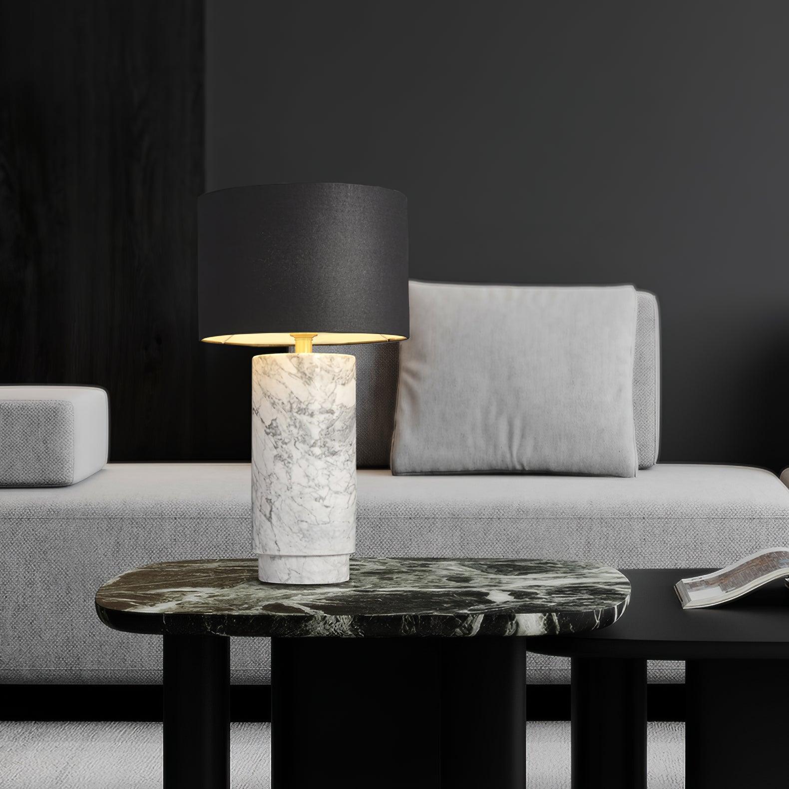 Xavi Marble Fabric Table Lamp-Neutral Decor