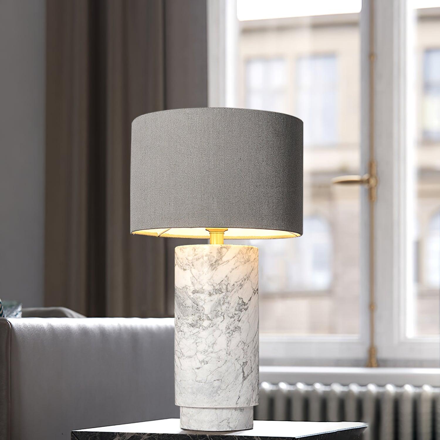 Xavi Marble Fabric Table Lamp-Neutral Decor
