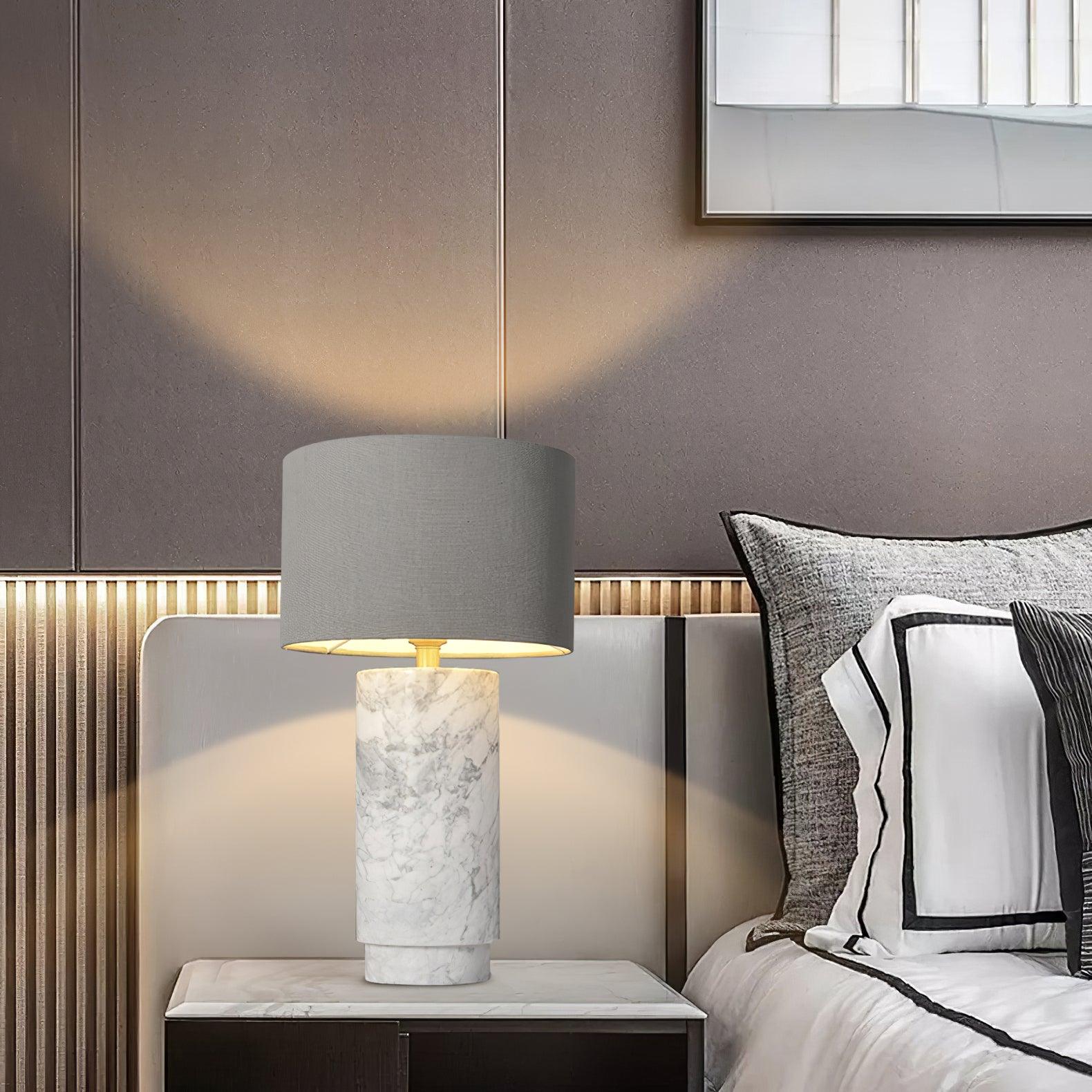 Xavi Marble Fabric Table Lamp-Neutral Decor