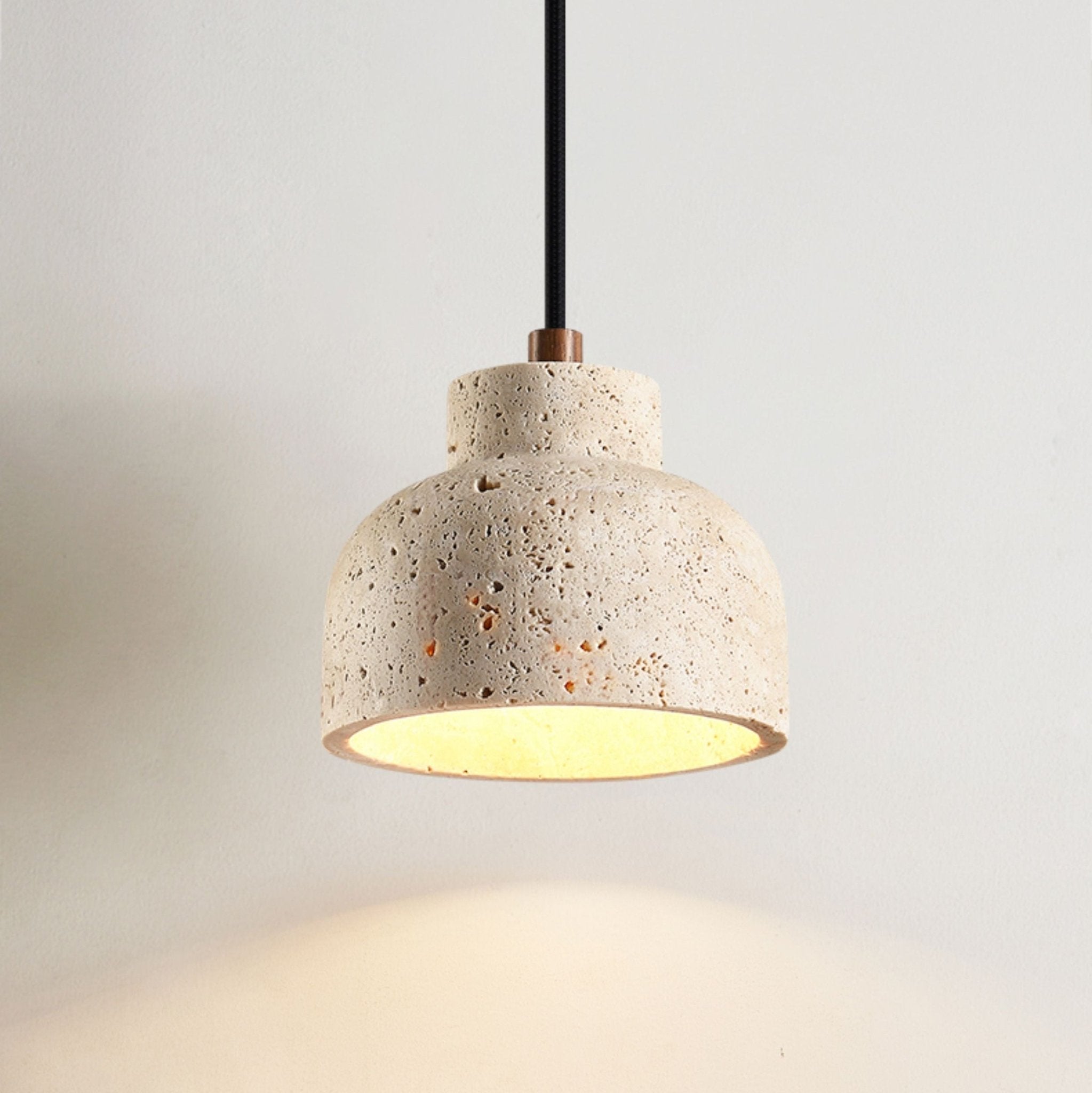 Travertine Bell Pendant Lamp-Neutral Decor
