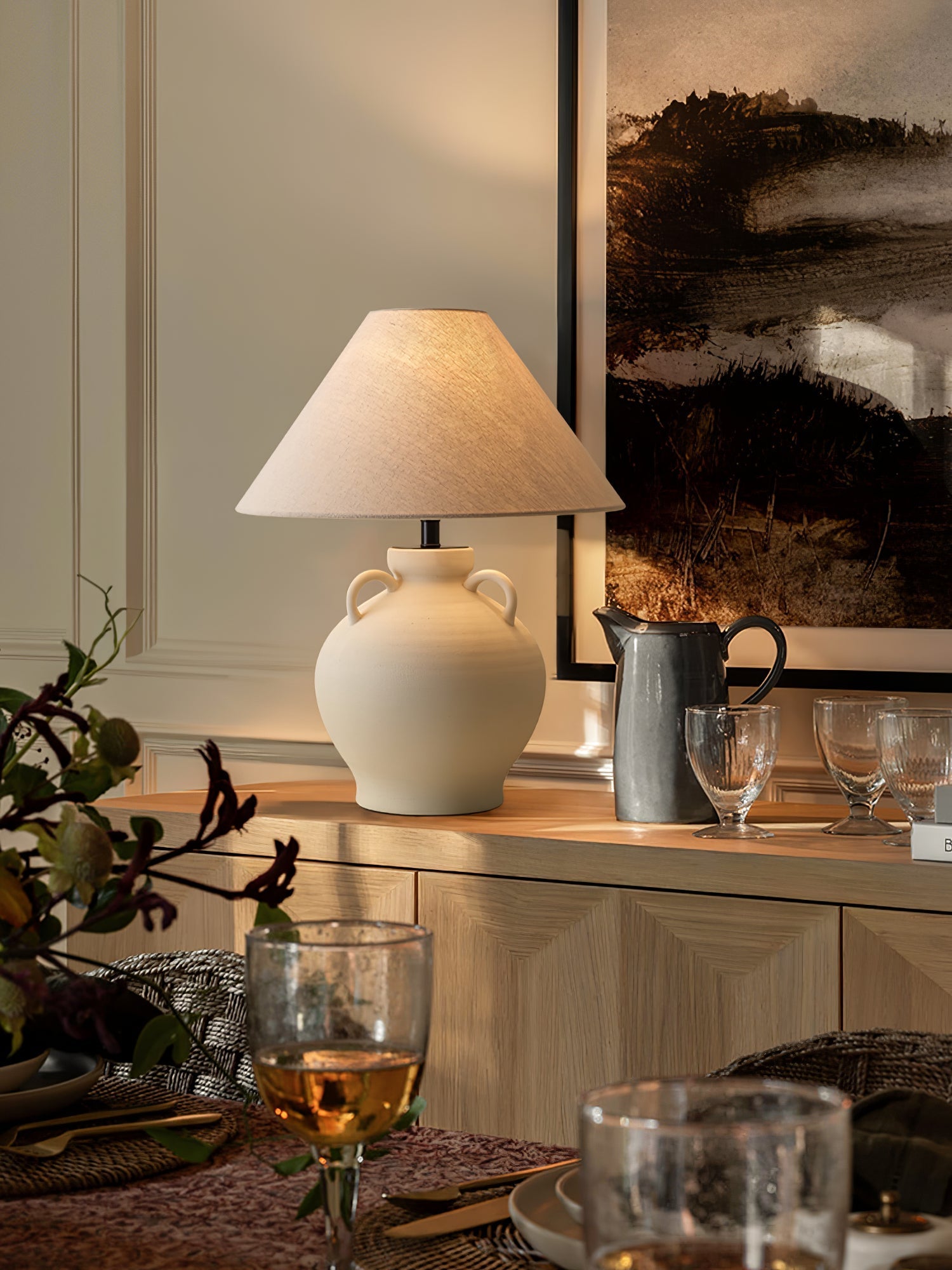 Joyce Modern Ceramics Table Lamp-Neutral Decor